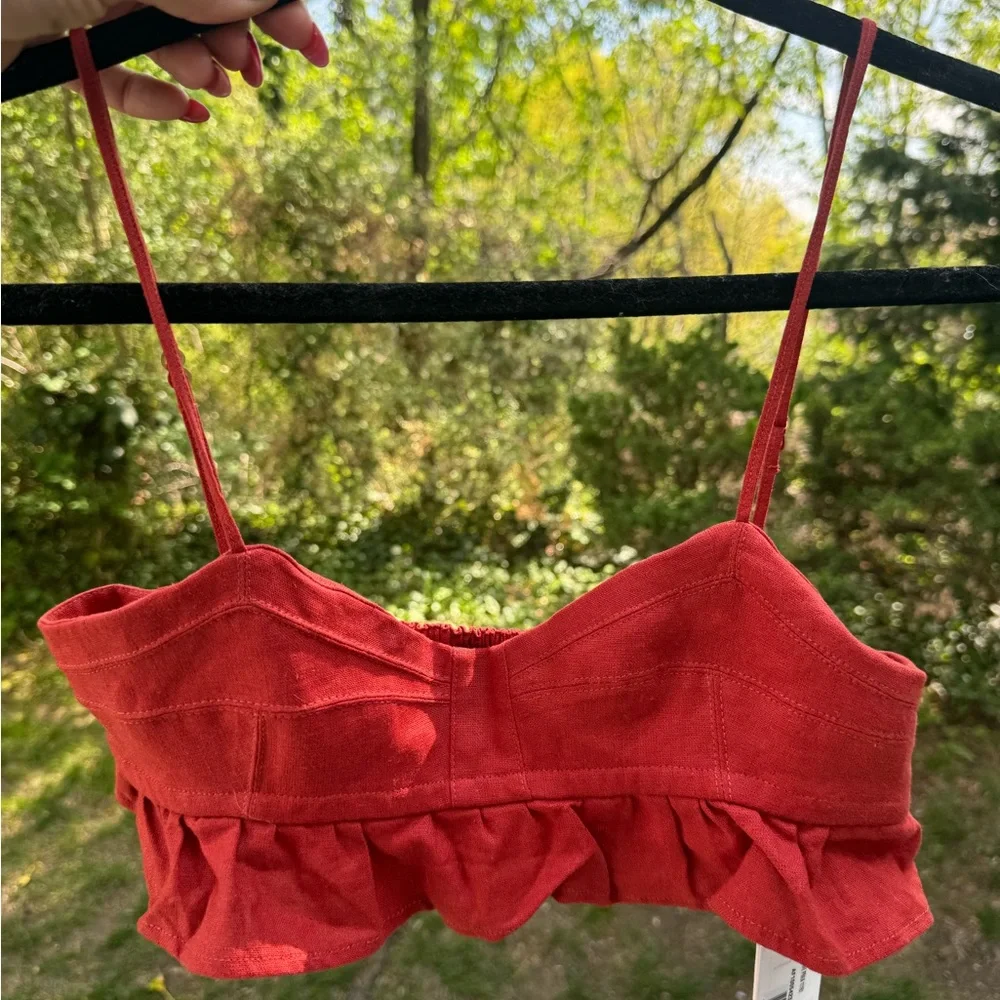 Red Ruffled Crop Top - Picture 2 of 5